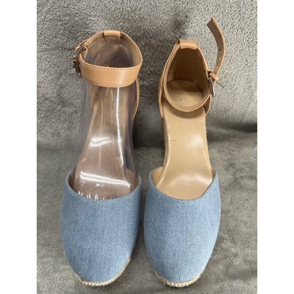 Nine West Shoes - Nine West Sandals Women’s 8 M Ariela Espadrille Ankle Strap Blue Wedge Heels